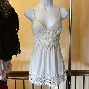 Spaghetti strap crochet tank top
